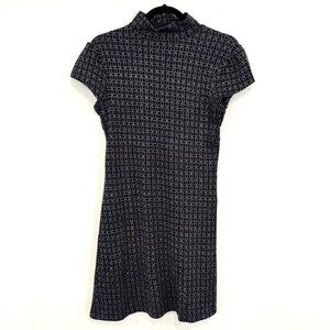Zara Small Black Dress 90s Mock Neck and cap sleeve Mini